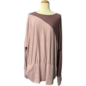Tahari Sport Longsleeve Crewneck Top Colorblock Mauve Size 3X